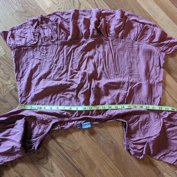 Soho XL Dusty Rose Wide Neck / Off the Shoulder Lace & Ruffle Top - Picture 7 of 9